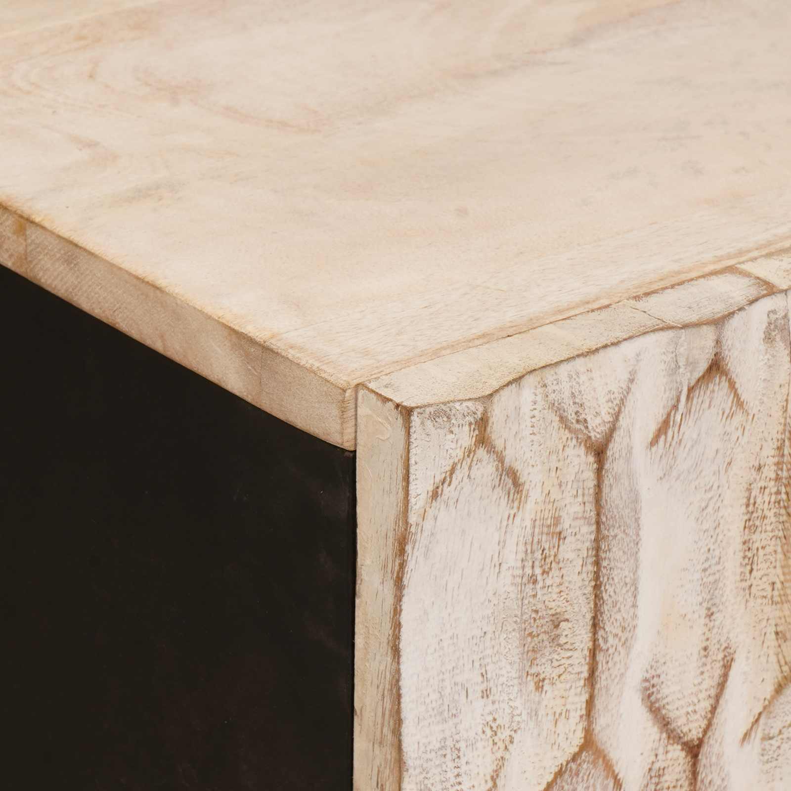 vidaXL Badezimmer Sets Weiße gewaschene Oberfläche Massivholz Mango