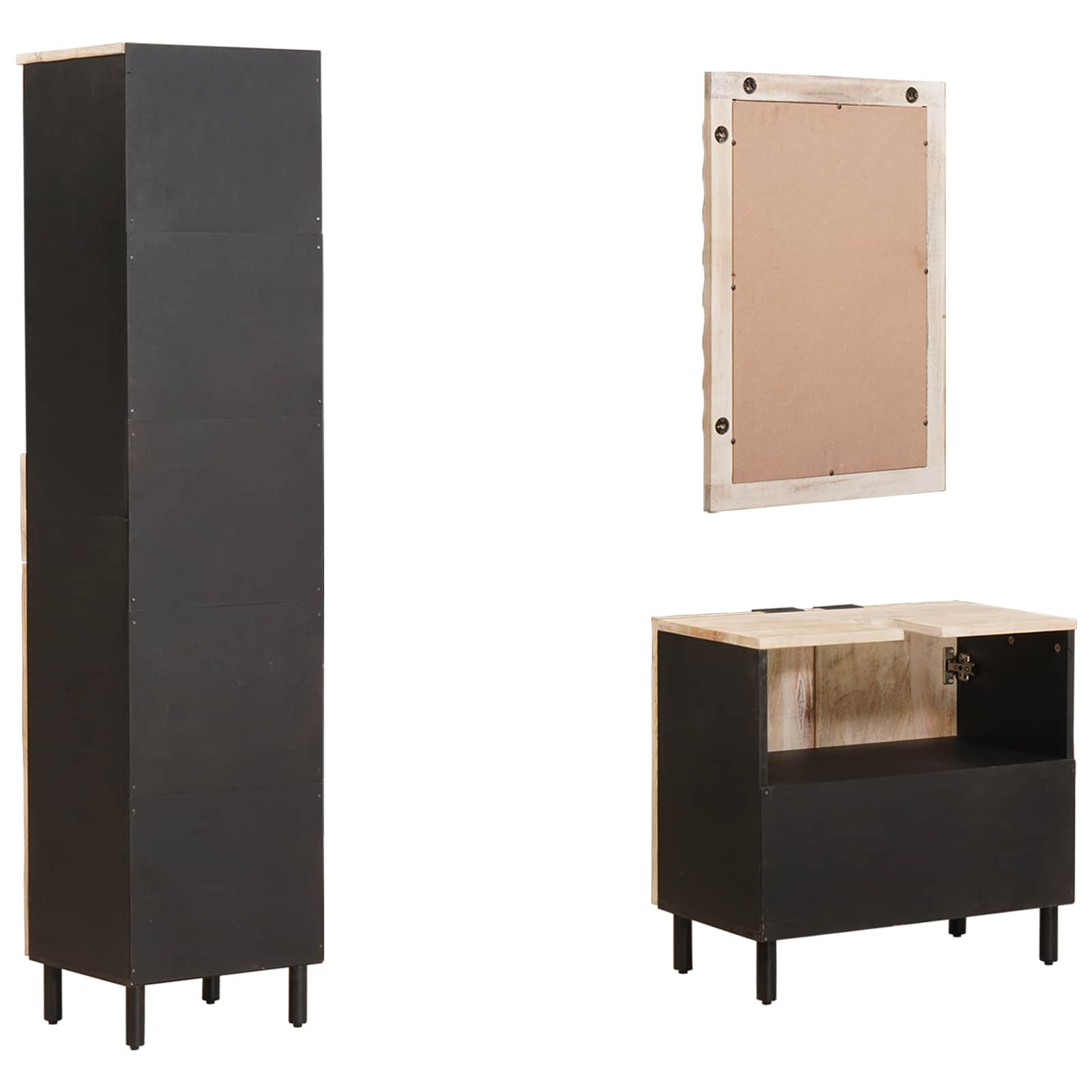 vidaXL Badezimmer Sets Weiße gewaschene Oberfläche Massivholz Mango