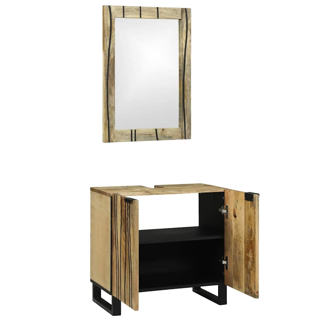 vidaXL Badezimmermöbel-Set mit Regal mit Tür 2 pcs Braun Holzwerkstoff