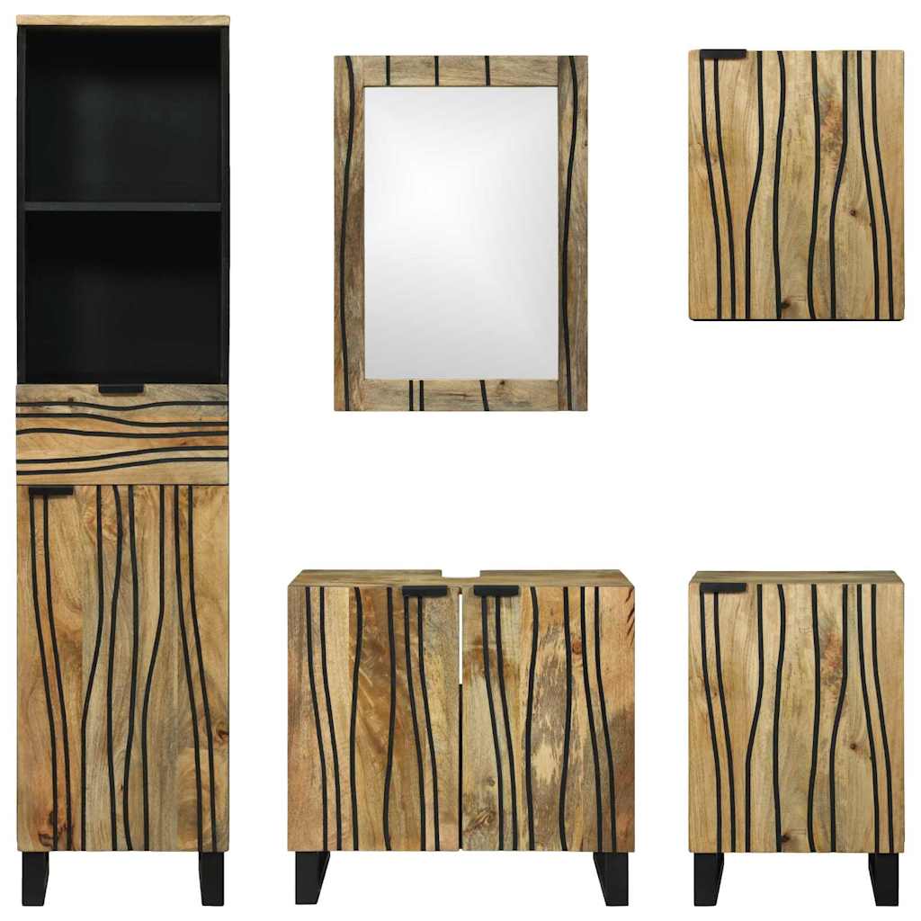 vidaXL Badezimmermöbel-Set mit Schubladen 5 pcs Braun Holzwerkstoff