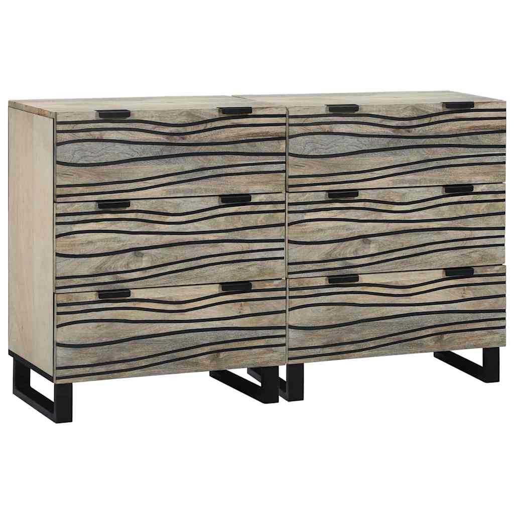 vidaXL Sideboard Set 2 pcs Natur 60 x 33,5 x 75 cm Massivholz Mango
