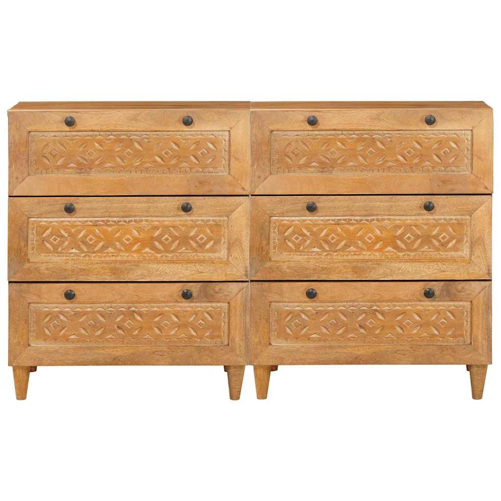 vidaXL Sideboard 2 pcs Braun 60 x 33 x 75 cm massives Mangoholz