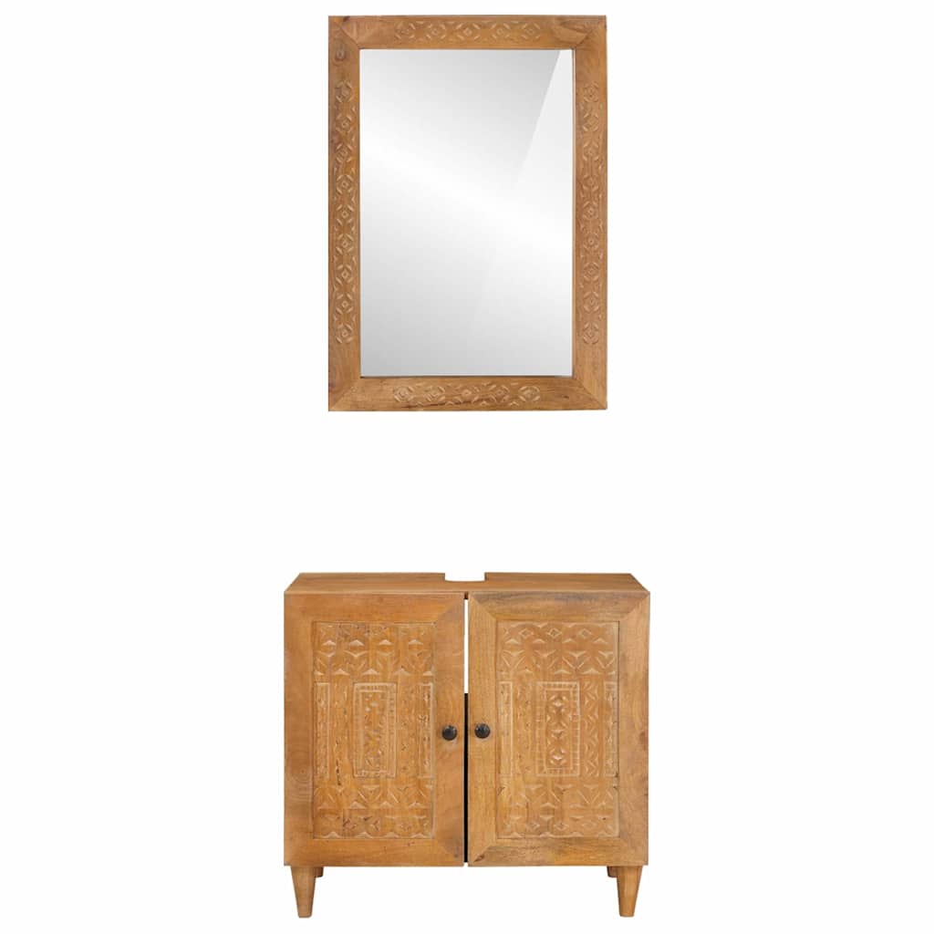 vidaXL Badezimmermöbel-Set mit Regal mit Tür 2 pcs Braun Holzwerkstoff