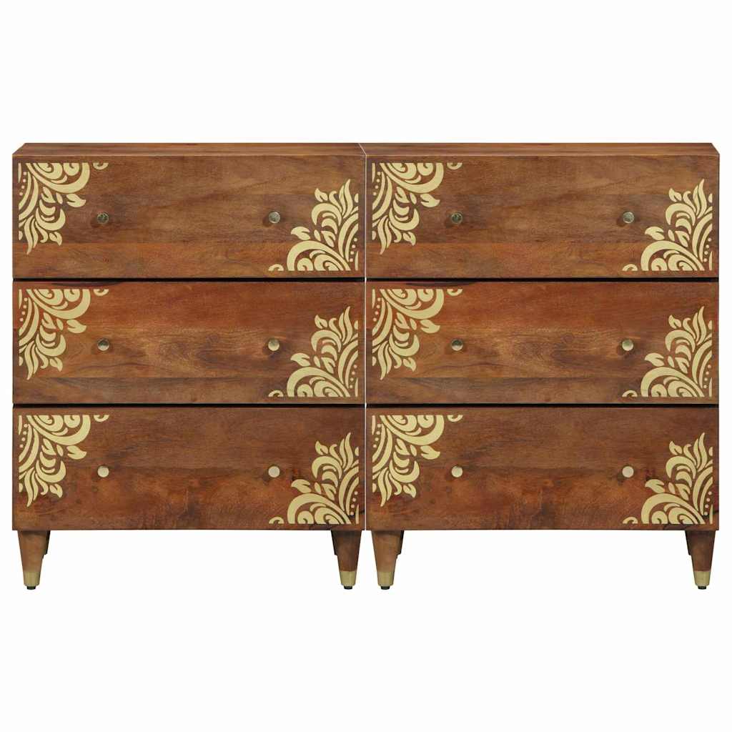 vidaXL Sideboard 2 pcs Honigbraun 60 x 33 x 75 cm Massivholz Mango