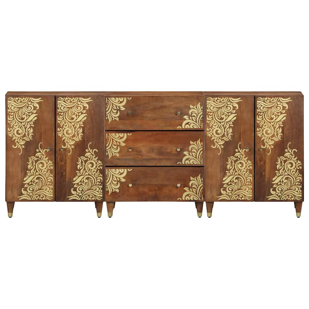 vidaXL Badezimmerschrank-Set mit Schubladen 3 pcs Honigbraun und Gold