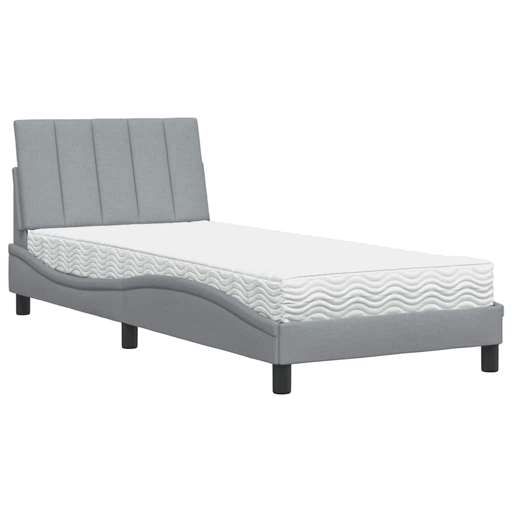 vidaXL Bett mit Matratze "Hanko" Hellgrau 80x200 cm Stoff