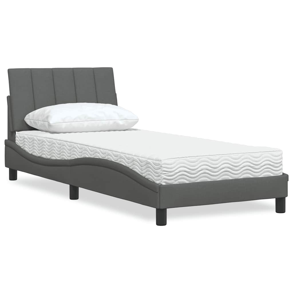 vidaXL Bett mit Matratze "Hanko" Hellgrau 80x200 cm Stoff