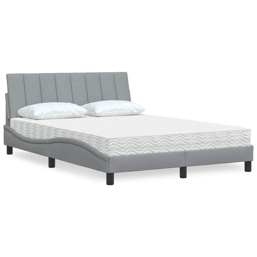 vidaXL Bett mit Matratze "Hanko" Hellgrau 80x200 cm Stoff