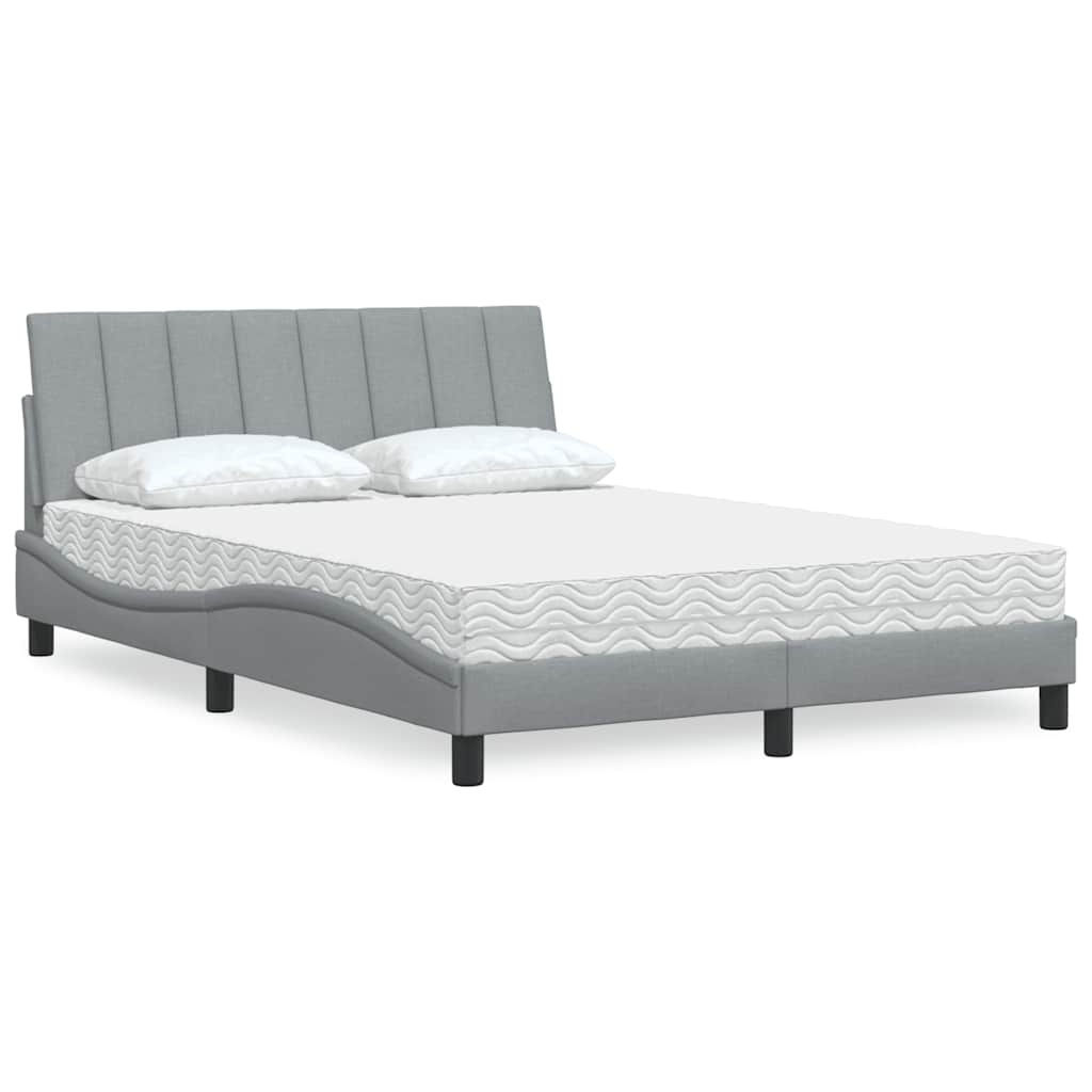 vidaXL Bett mit Matratze "Hanko" Hellgrau 80x200 cm Stoff