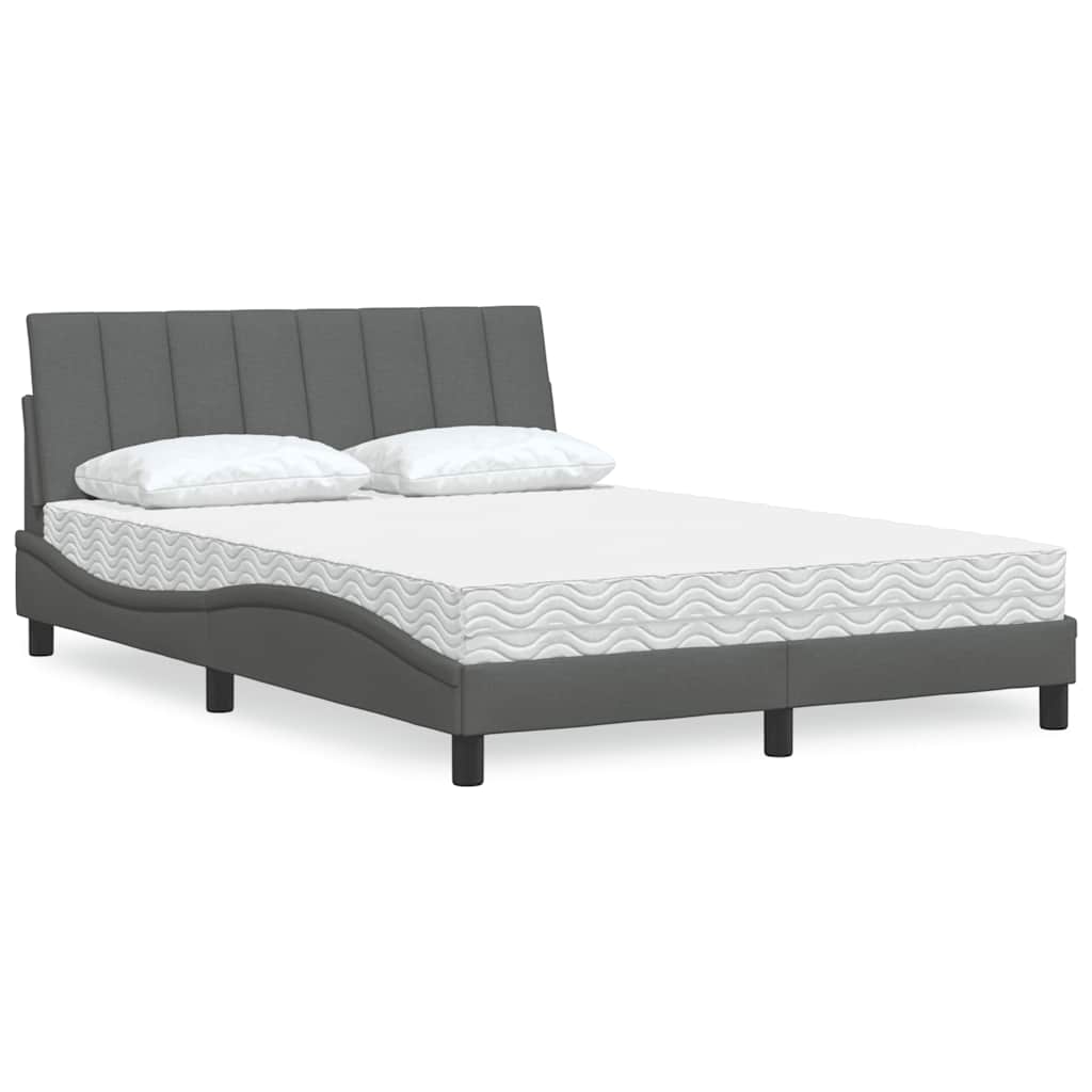 vidaXL Bett mit Matratze "Hanko" Hellgrau 80x200 cm Stoff