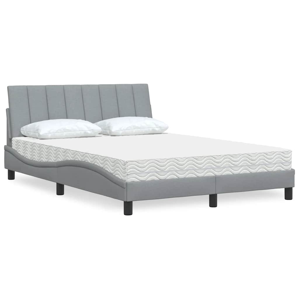 vidaXL Bett mit Matratze "Hanko" Hellgrau 80x200 cm Stoff
