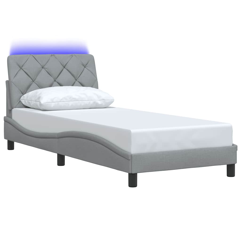 Bettgestell mit LED ohne Matratze Hellgrau 80x200 cm Stoff