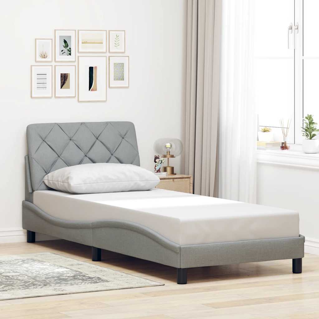 Bettgestell mit LED ohne Matratze Hellgrau 80x200 cm Stoff