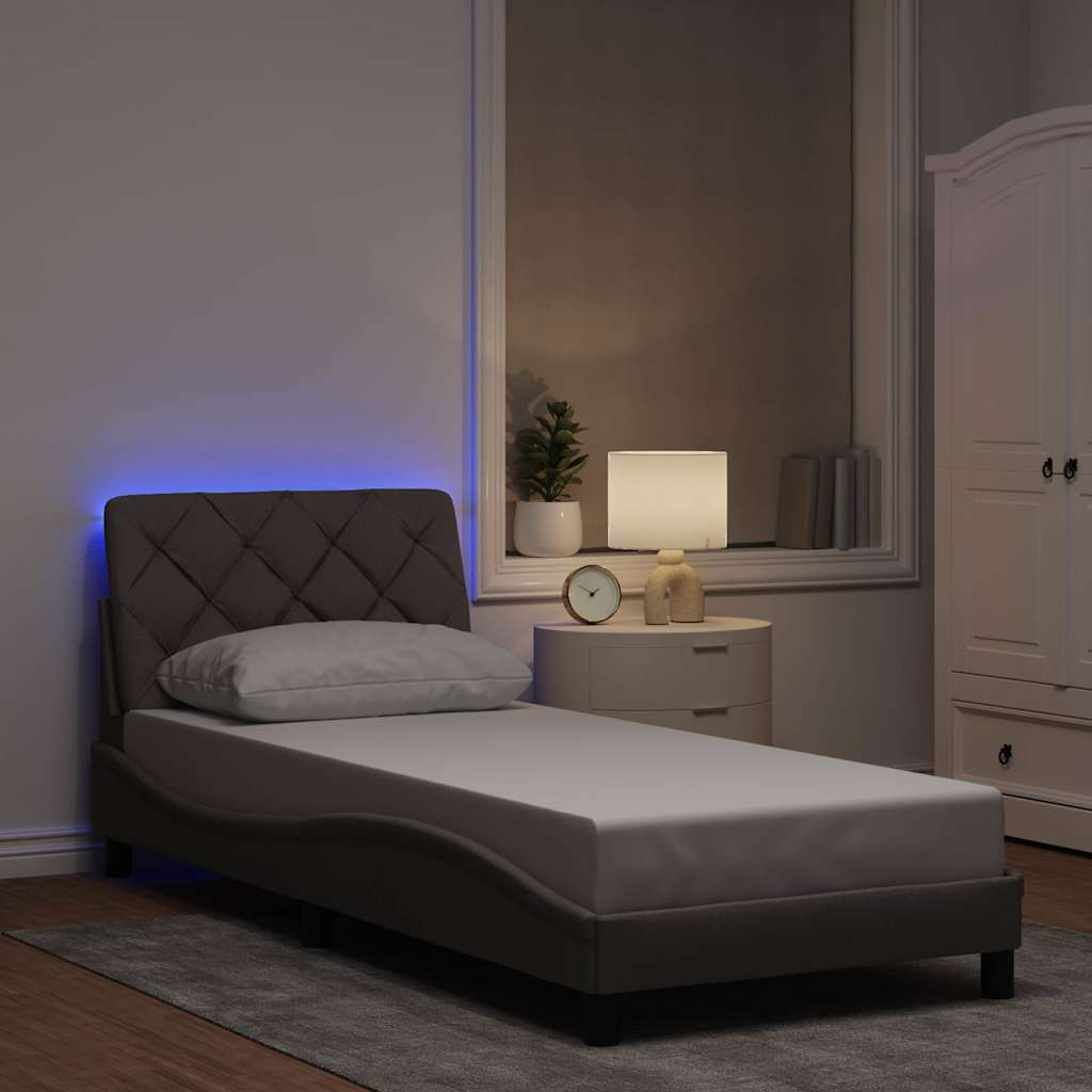 Bettgestell mit LED ohne Matratze Hellgrau 80x200 cm Stoff