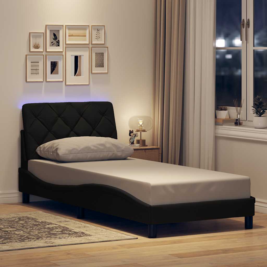 Bettgestell mit LED ohne Matratze Hellgrau 80x200 cm Stoff