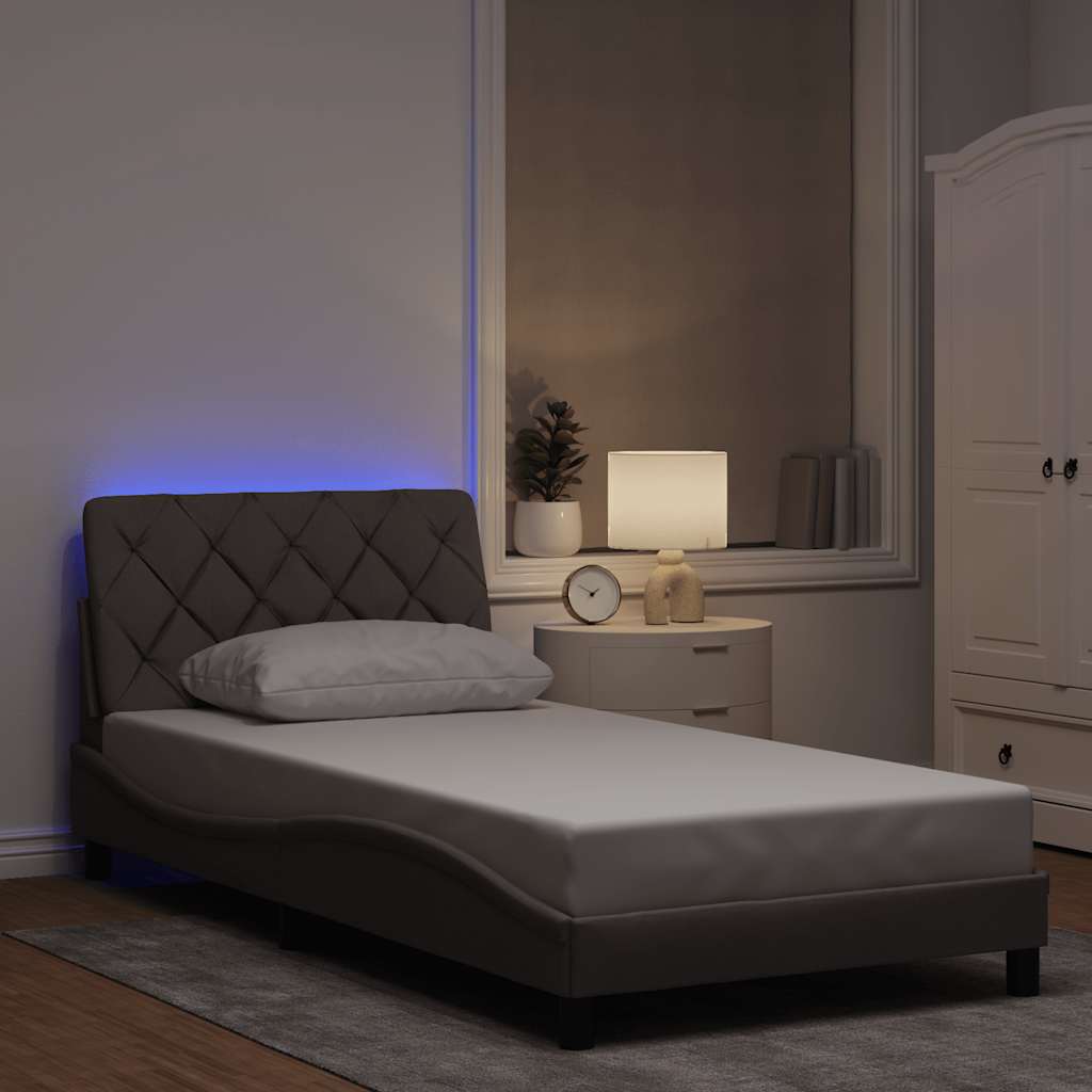 Bettgestell mit LED ohne Matratze Hellgrau 80x200 cm Stoff