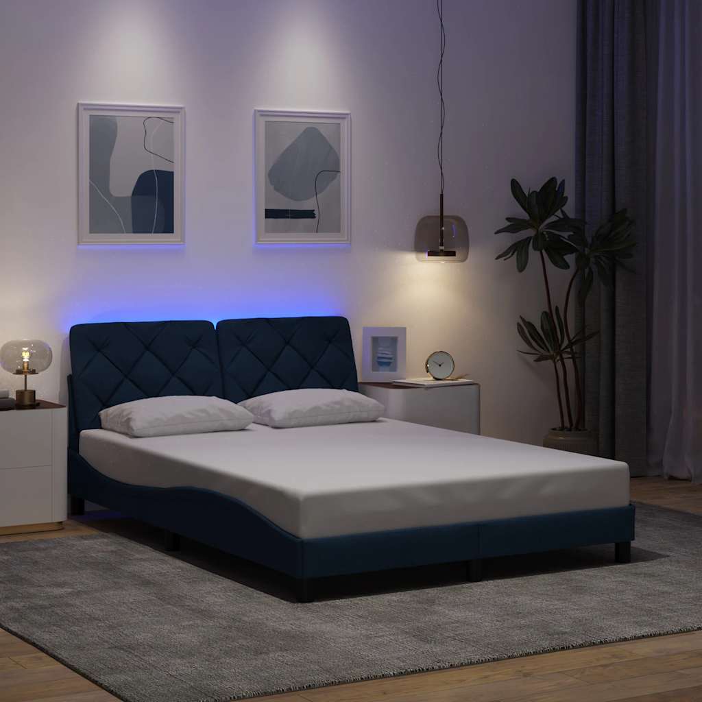 Bettgestell mit LED ohne Matratze Hellgrau 80x200 cm Stoff