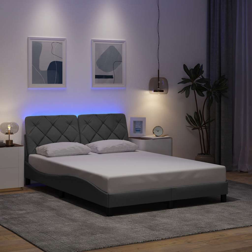 Bettgestell mit LED ohne Matratze Hellgrau 80x200 cm Stoff