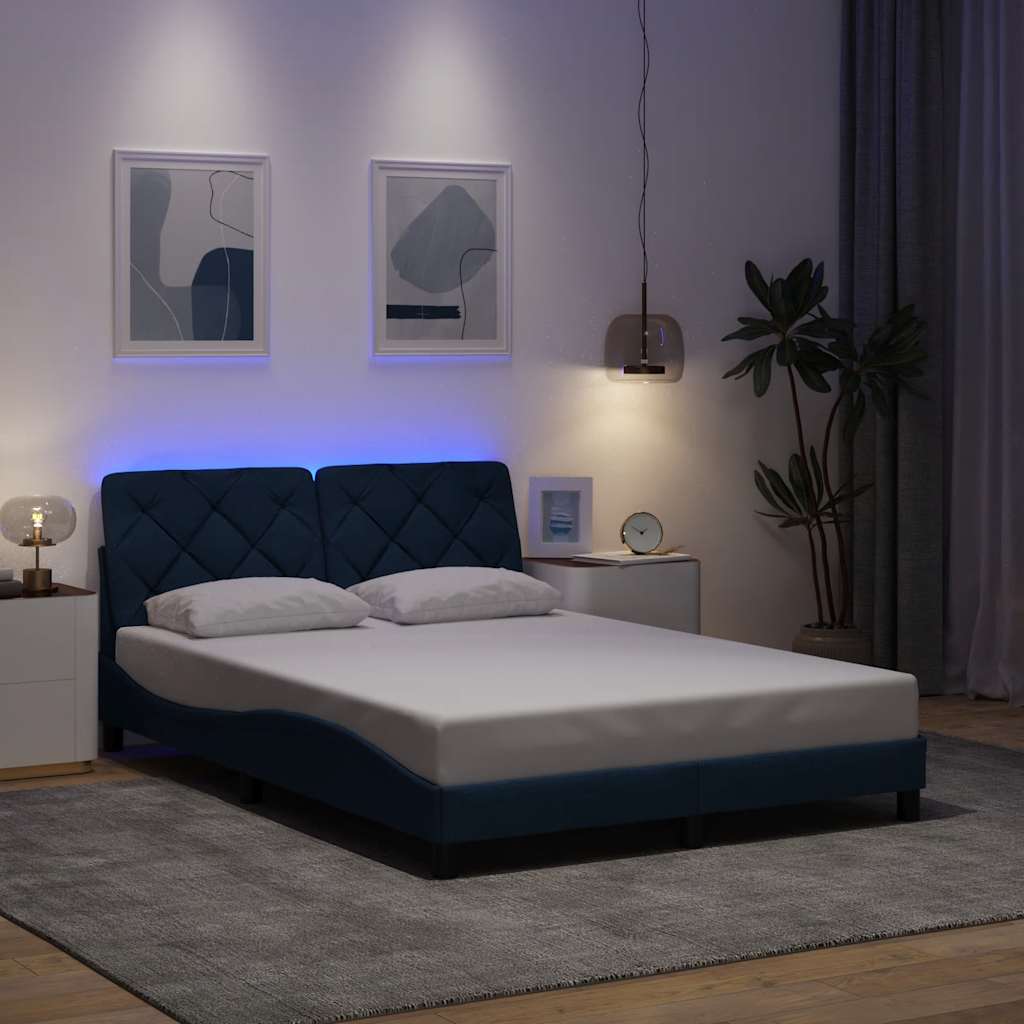 Bettgestell mit LED ohne Matratze Hellgrau 80x200 cm Stoff