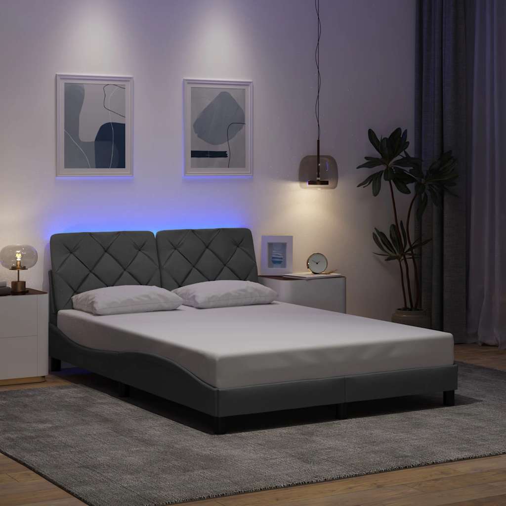 Bettgestell mit LED ohne Matratze Hellgrau 80x200 cm Stoff