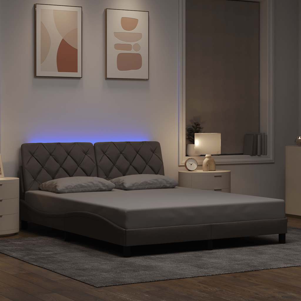 Bettgestell mit LED ohne Matratze Hellgrau 80x200 cm Stoff