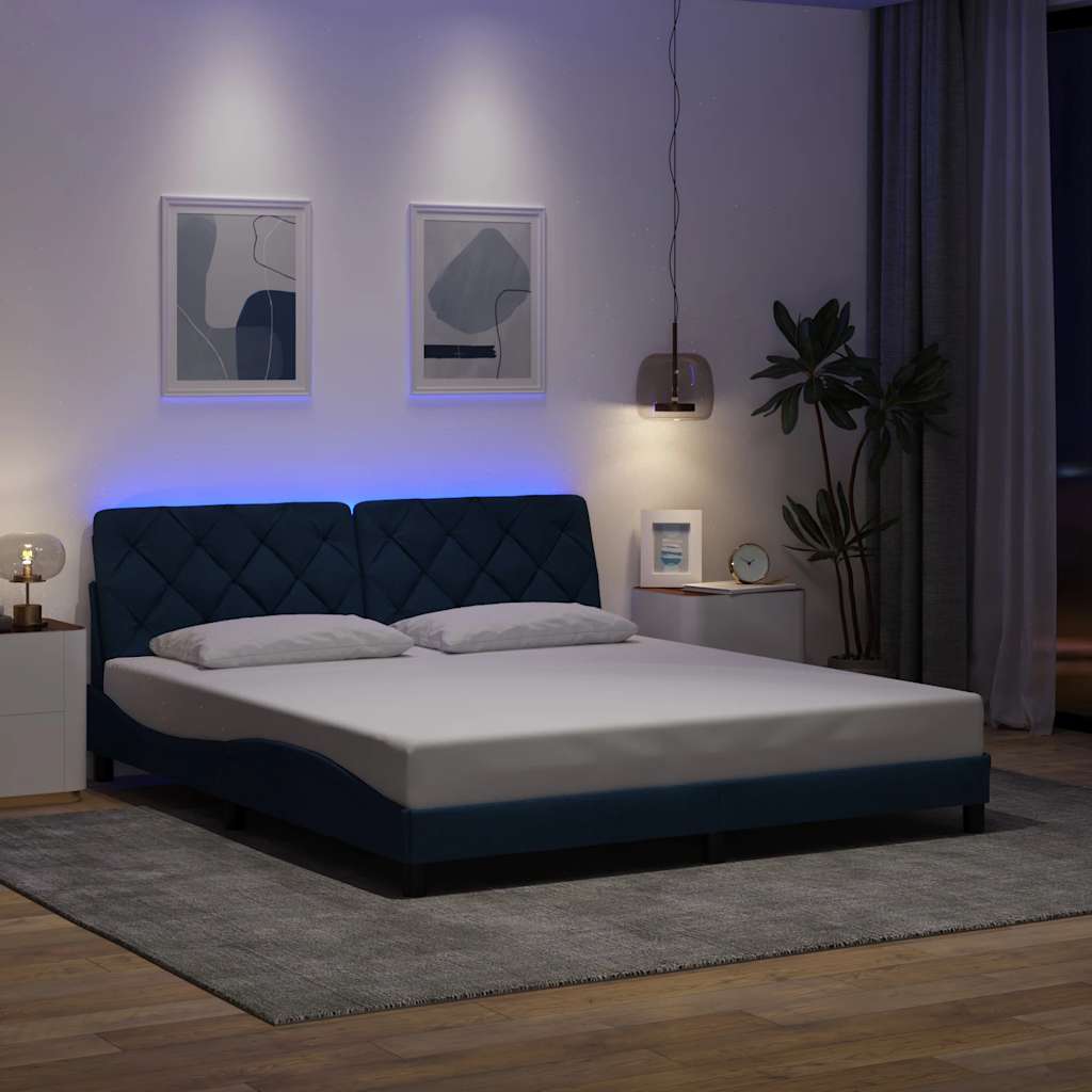 Bettgestell mit LED ohne Matratze Hellgrau 80x200 cm Stoff
