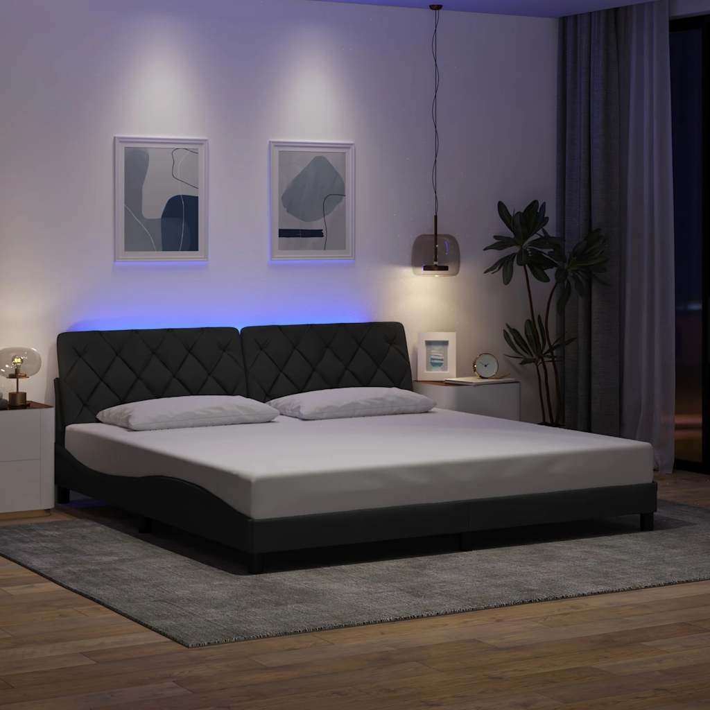 Bettgestell mit LED ohne Matratze Hellgrau 80x200 cm Stoff