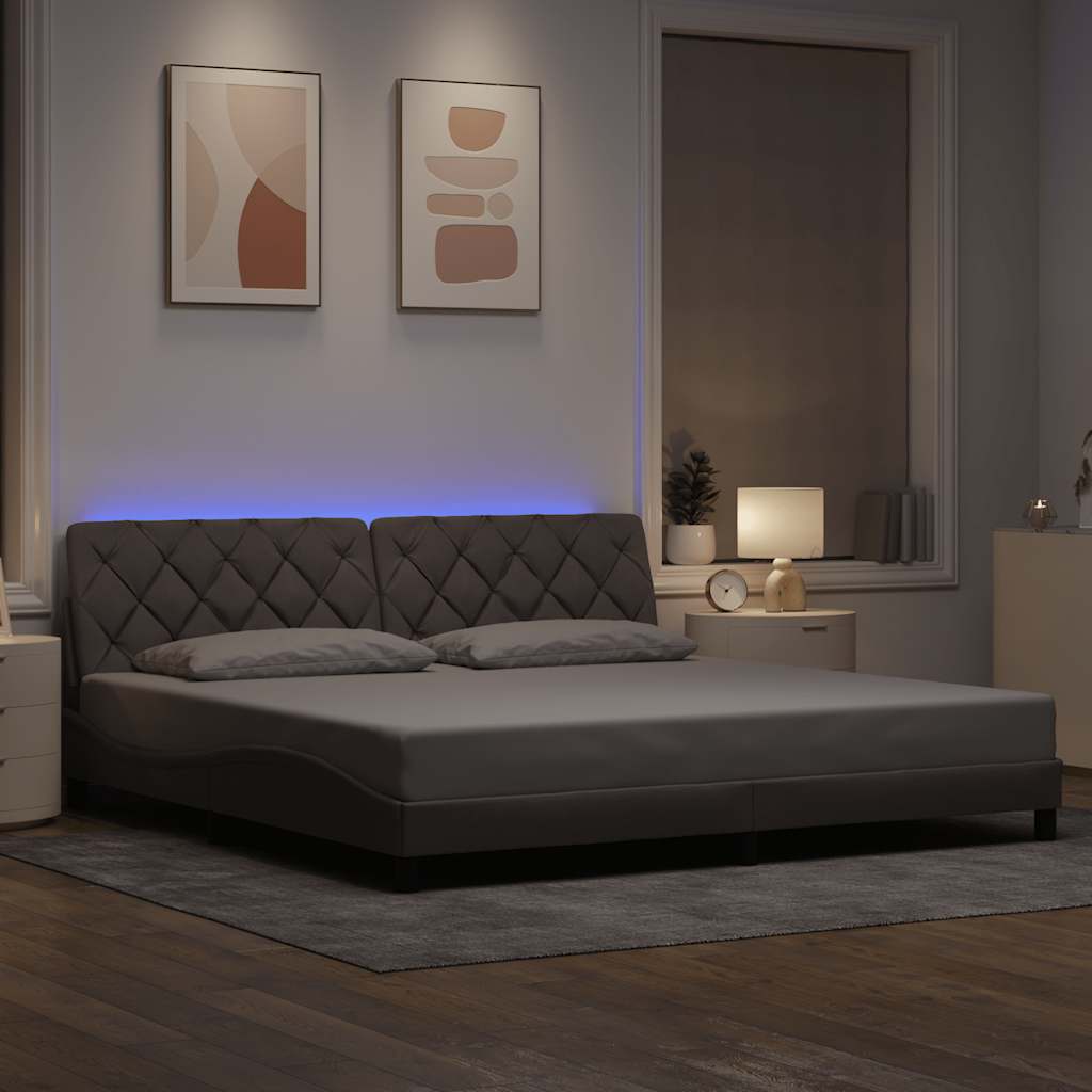 Bettgestell mit LED ohne Matratze Hellgrau 80x200 cm Stoff