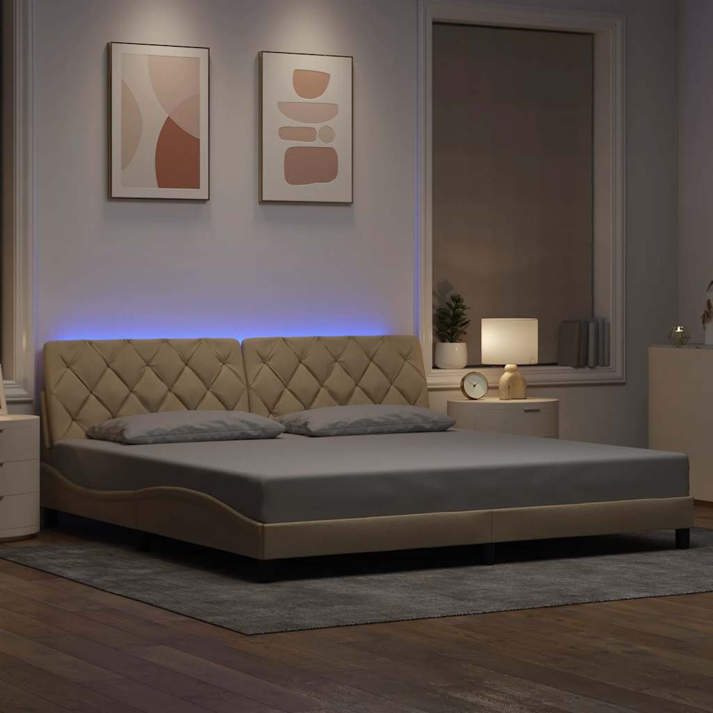 Bettgestell mit LED ohne Matratze Hellgrau 80x200 cm Stoff