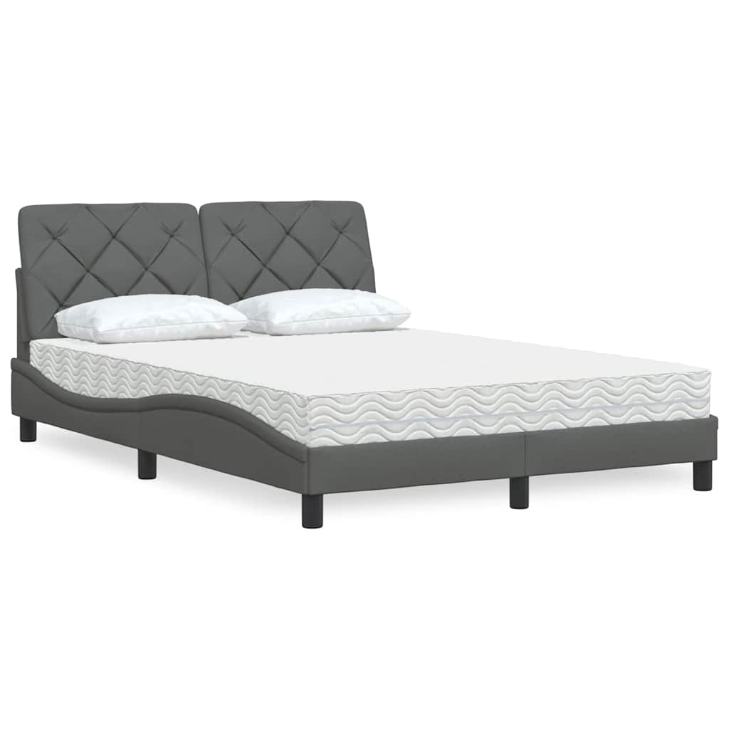 vidaXL Bett mit Matratze Hellgrau 80x200 cm Stoff