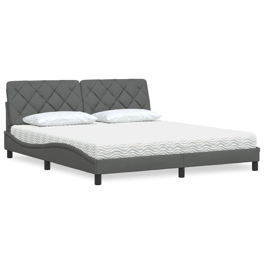 vidaXL Bett mit Matratze Hellgrau 80x200 cm Stoff