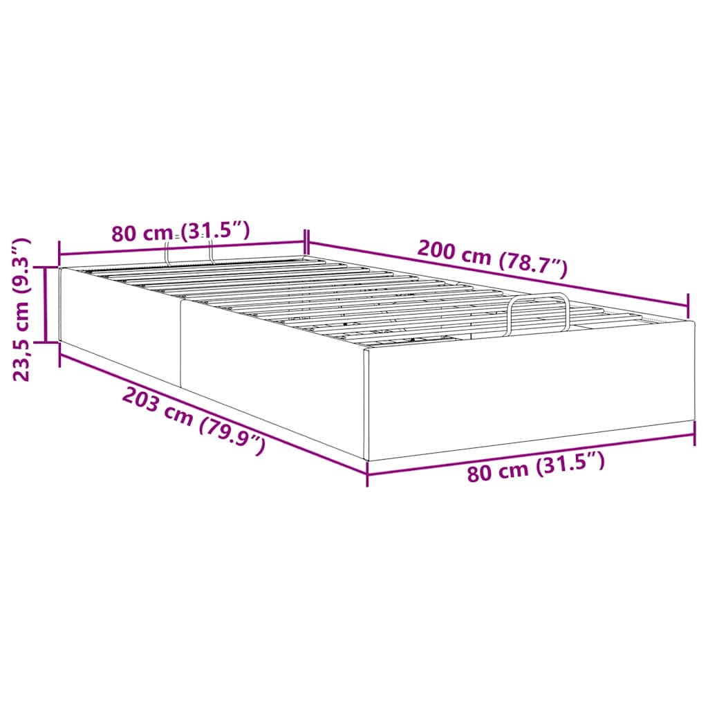 vidaXL Ottoman-Bett ohne Matratze Schwarz 80x200 cm Kunstleder