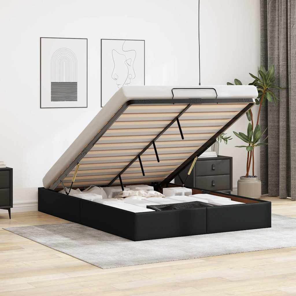 vidaXL Ottoman-Bett ohne Matratze Schwarz 80x200 cm Kunstleder