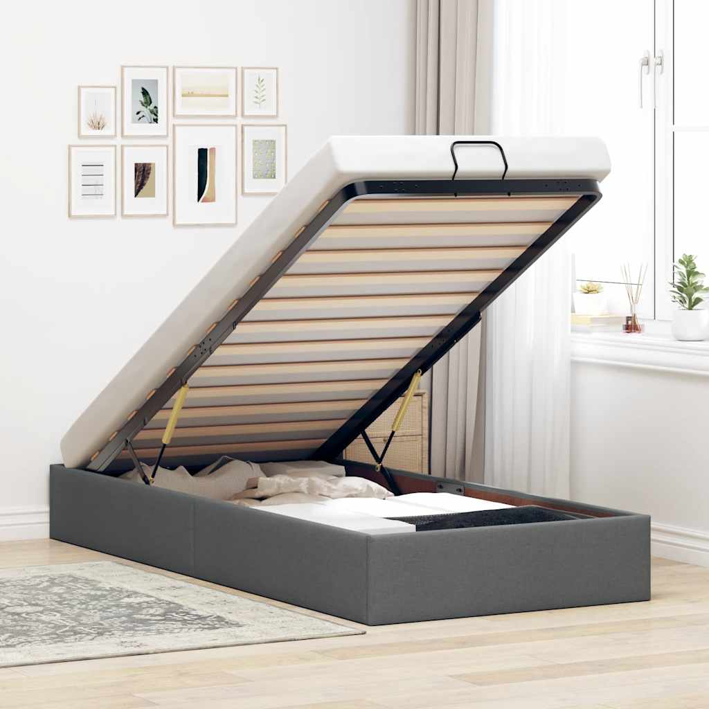 Ottoman-Bett ohne Matratze Hellgrau 80x200 cm Stoff