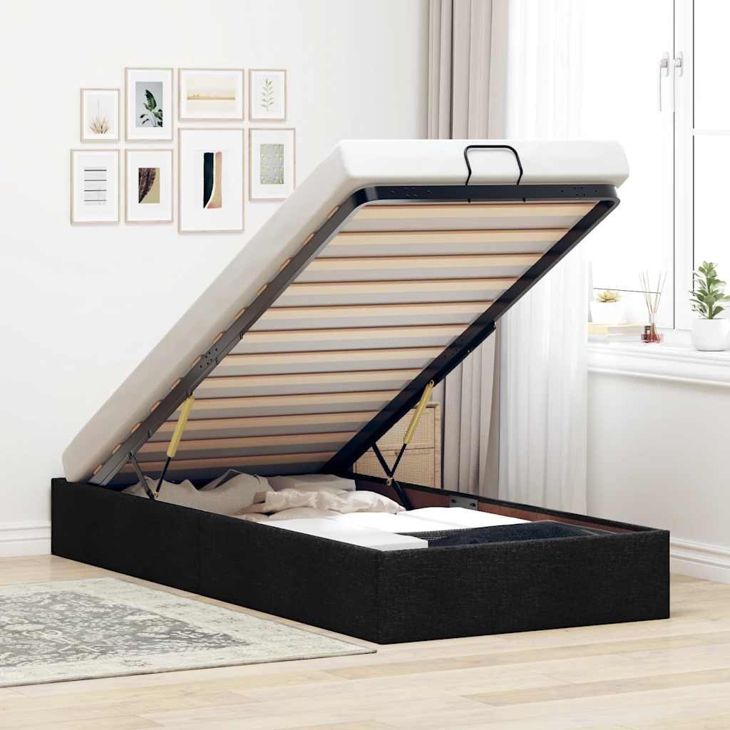 Ottoman-Bett ohne Matratze Hellgrau 80x200 cm Stoff