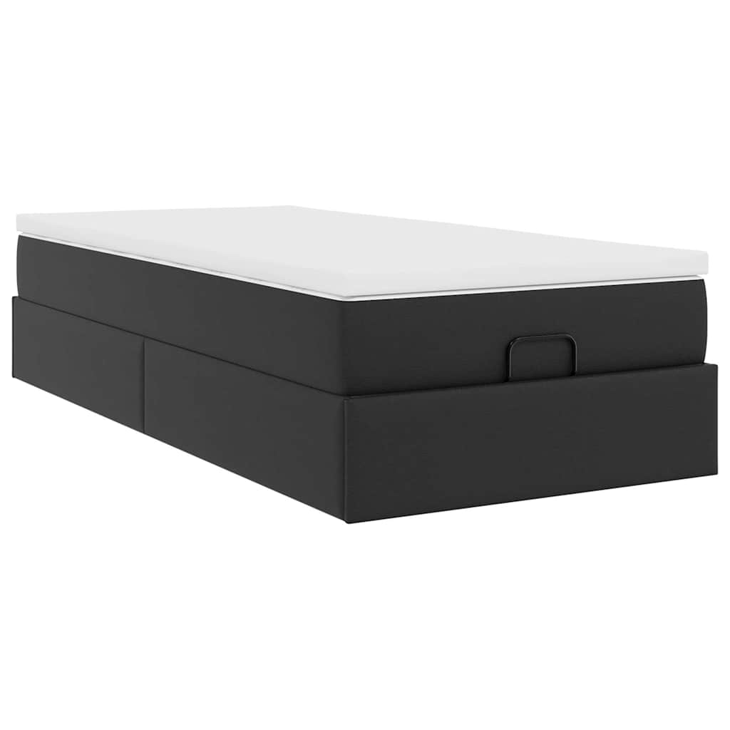 vidaXL Ottoman-Bett mit Matratze Schwarz 80x200 cm Kunstleder