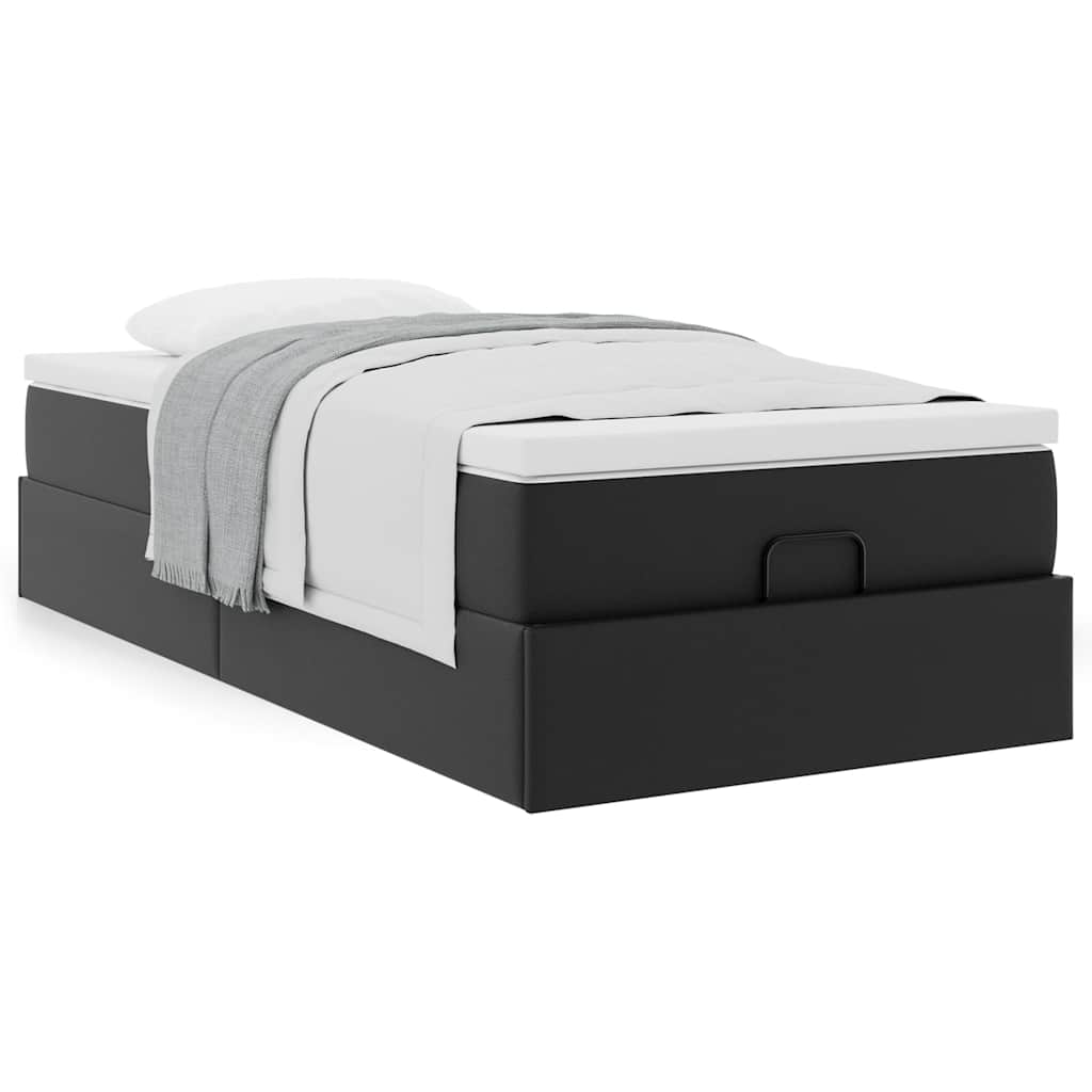 vidaXL Ottoman-Bett mit Matratze Schwarz 80x200 cm Kunstleder