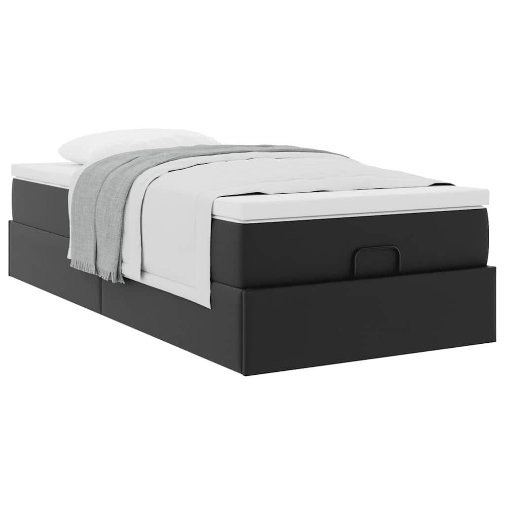 vidaXL Ottoman-Bett mit Matratze Schwarz 80x200 cm Kunstleder