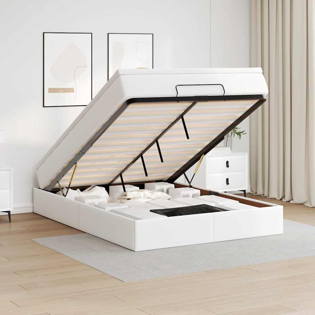 vidaXL Ottoman-Bett mit Matratze Schwarz 80x200 cm Kunstleder