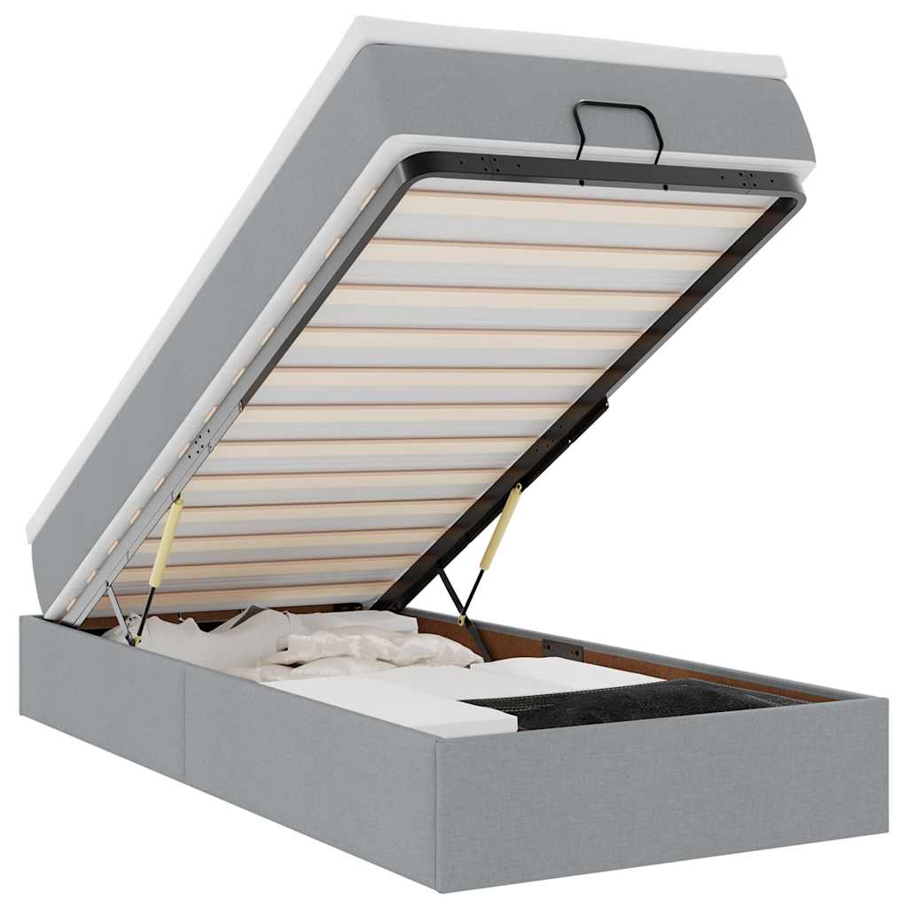 vidaXL Ottoman-Bett mit Matratze Hellgrau 80x200 cm Stoff