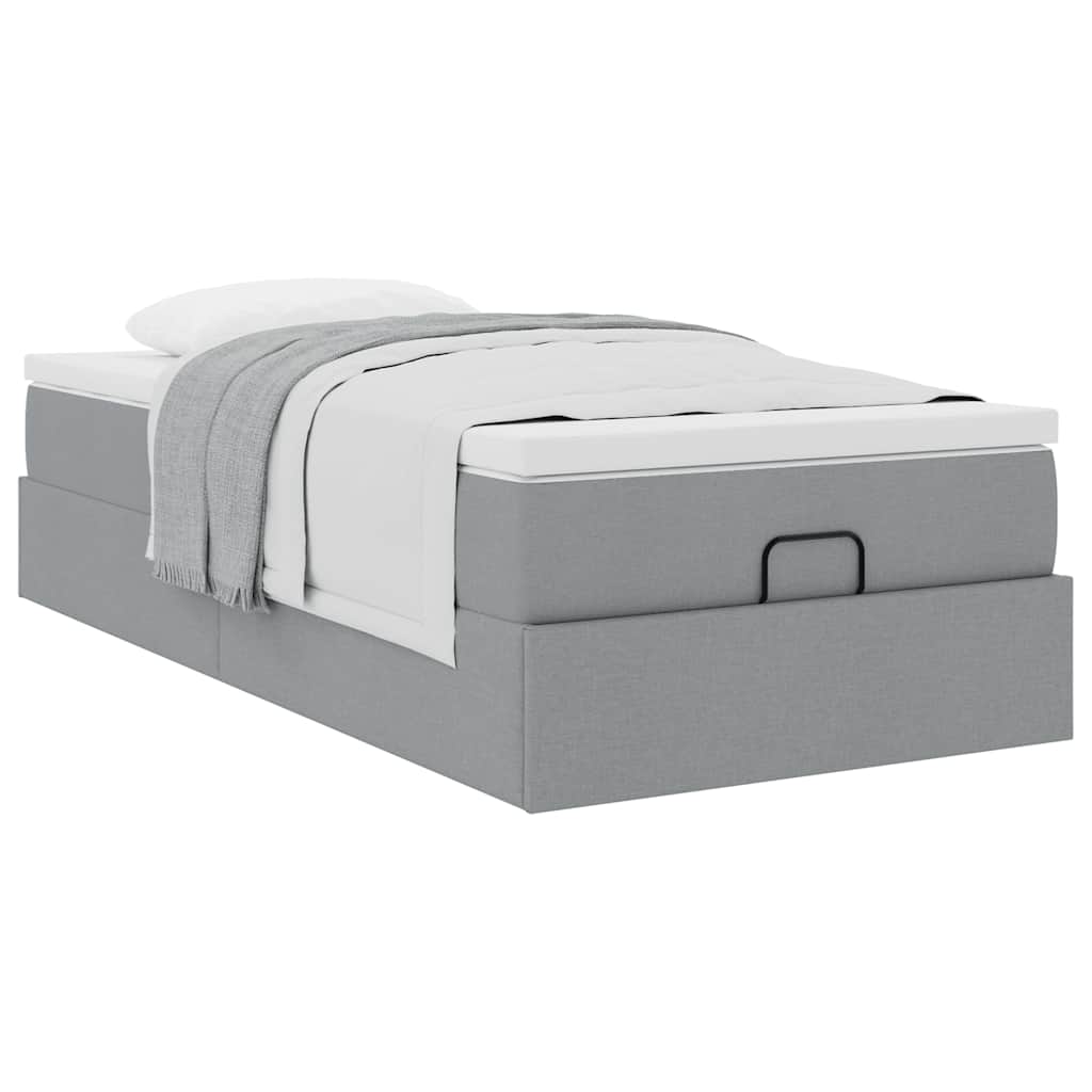 vidaXL Ottoman-Bett mit Matratze Hellgrau 80x200 cm Stoff