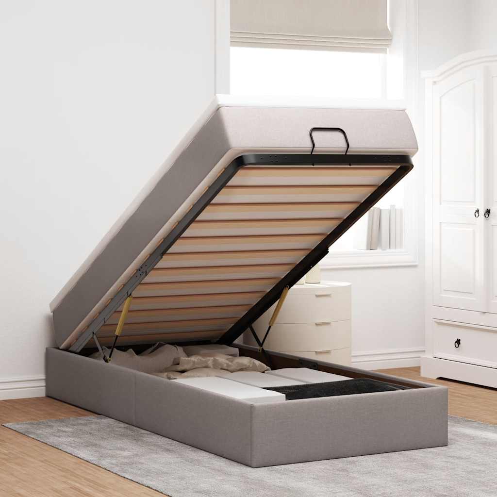 vidaXL Ottoman-Bett mit Matratze Hellgrau 80x200 cm Stoff
