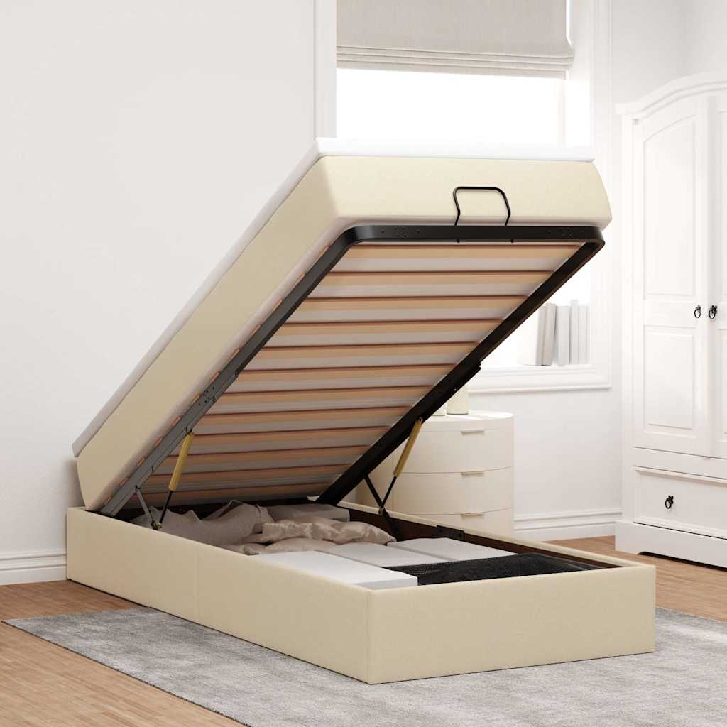 vidaXL Ottoman-Bett mit Matratze Hellgrau 80x200 cm Stoff