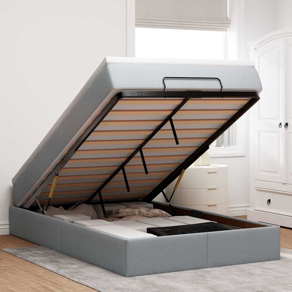 vidaXL Ottoman-Bett mit Matratze Hellgrau 80x200 cm Stoff