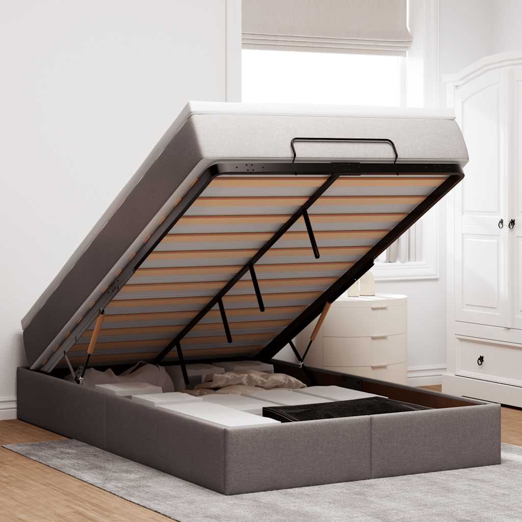 vidaXL Ottoman-Bett mit Matratze Hellgrau 80x200 cm Stoff