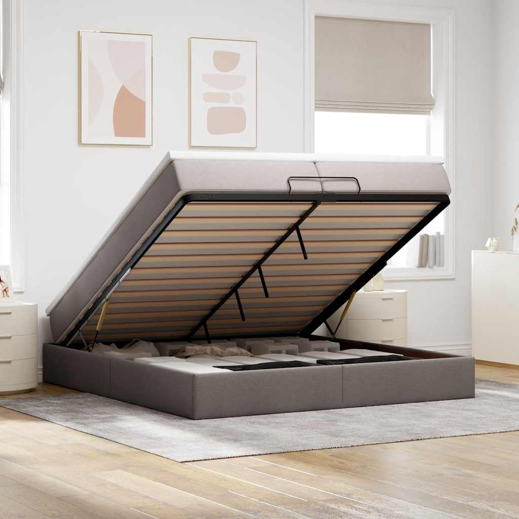 vidaXL Ottoman-Bett mit Matratze Hellgrau 80x200 cm Stoff