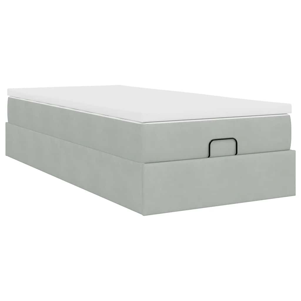 vidaXL Ottoman-Bett mit Matratze Hellgrau 80x200 cm Samt
