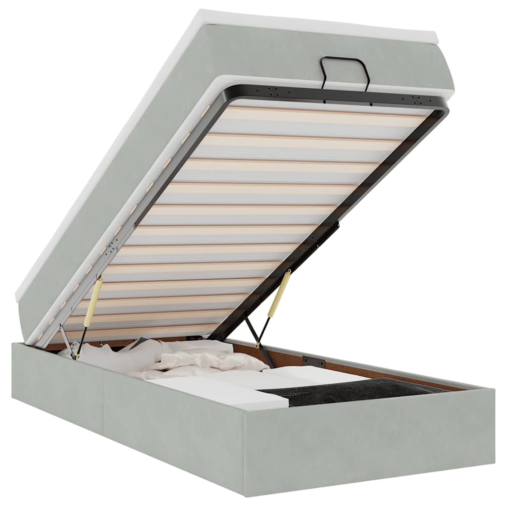 vidaXL Ottoman-Bett mit Matratze Hellgrau 80x200 cm Samt