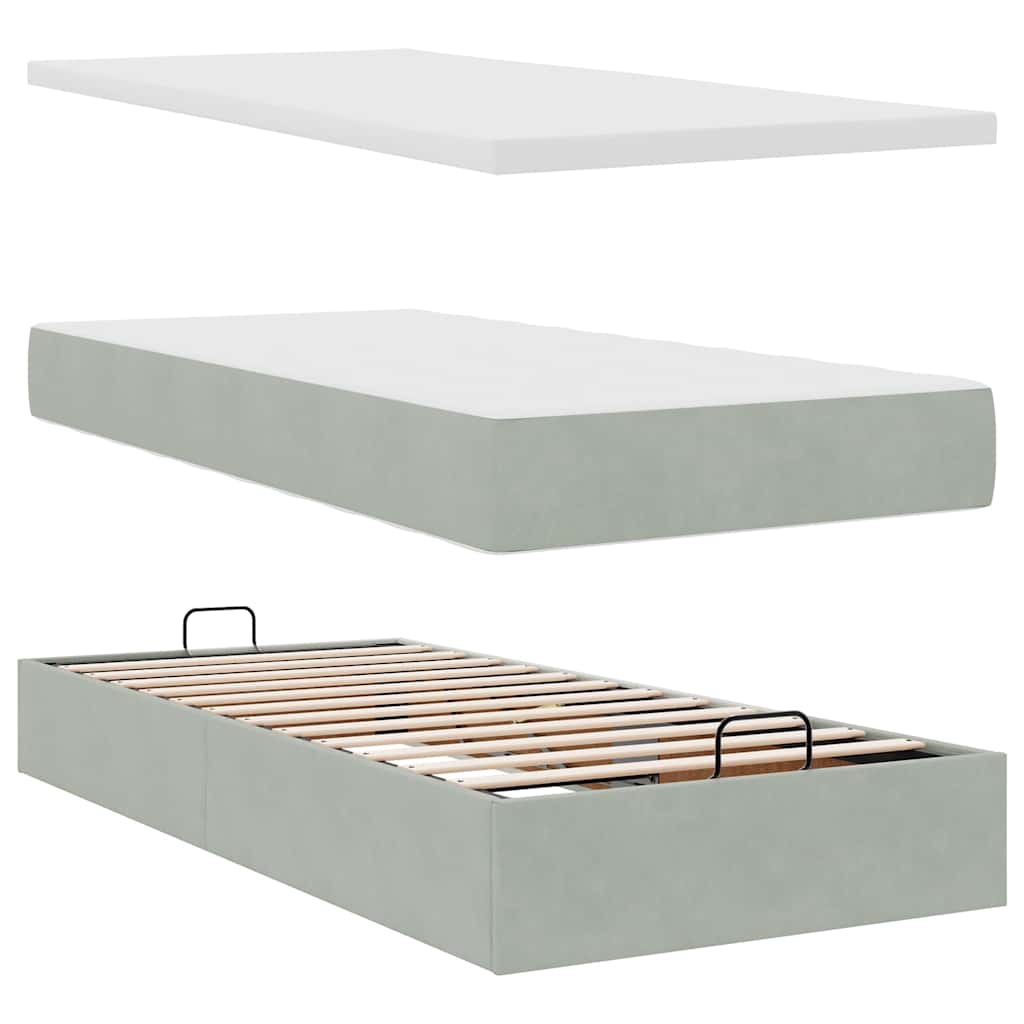 vidaXL Ottoman-Bett mit Matratze Hellgrau 80x200 cm Samt