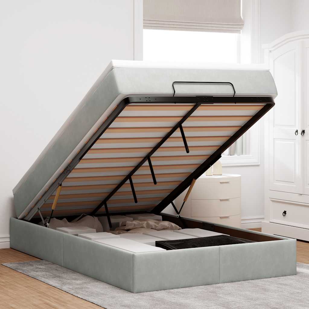 vidaXL Ottoman-Bett mit Matratze Hellgrau 80x200 cm Samt